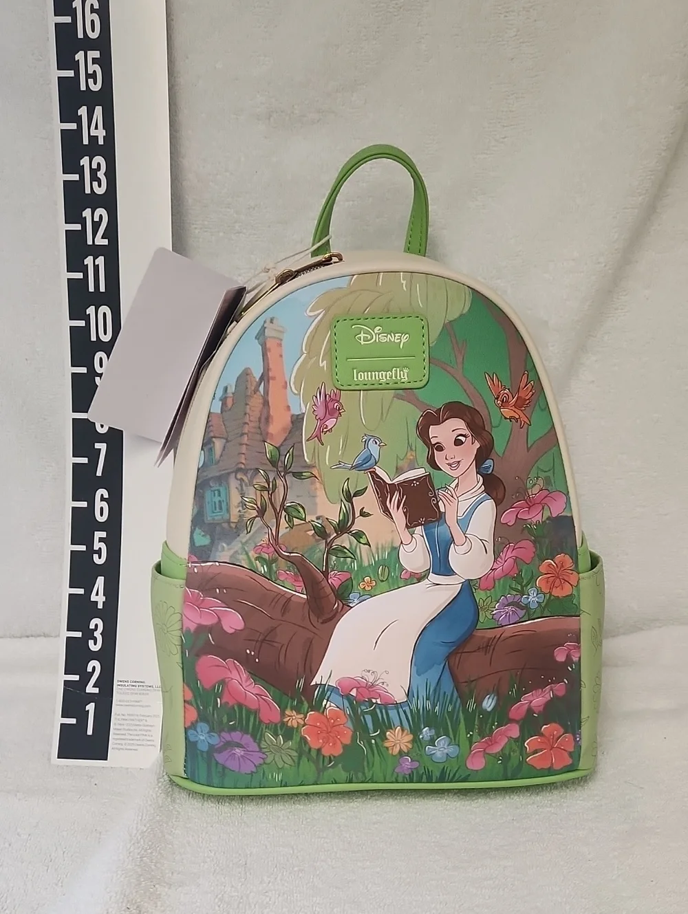 Loungefly Beauty And The Beast Belle Reading Floral Green Mini Backpack - Picture 1 of 8